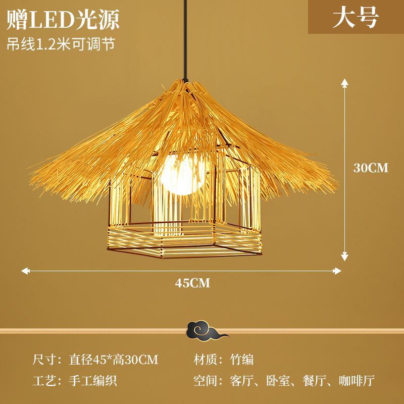 Straw hat chandelier southeast asian rattan creative bamboo art restaurant wedding store hotel b&b lampshade bamboo woven decorative chandelier
