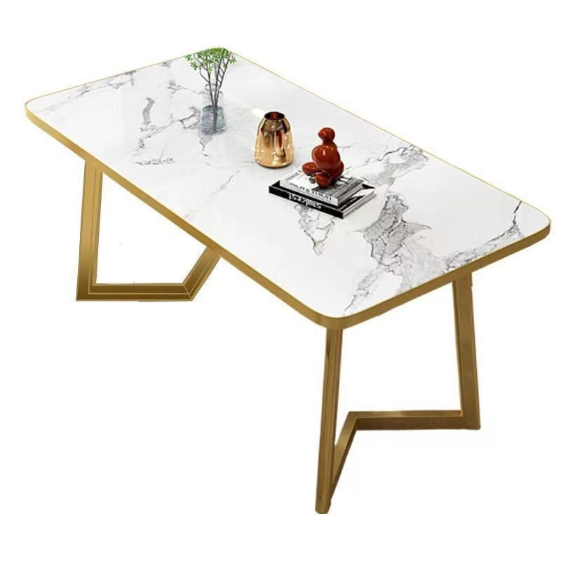 Nordic light luxury negotiation table and chair combination milk tea shop imitation rock slab rectangular in stock reception table and chair combination dining table and chair