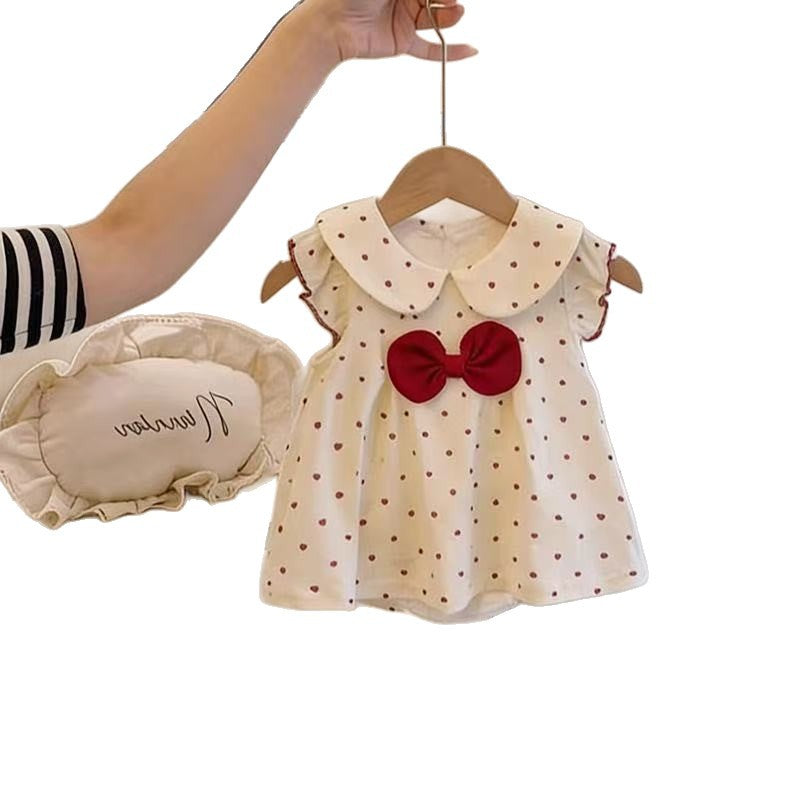 Summer baby girl's new romper dress, infant dress, crawler, and korean-style heart-patterned romper