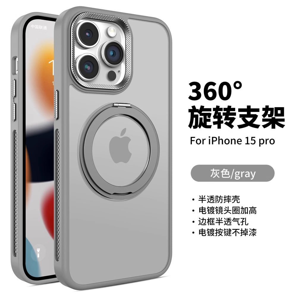 Rotating magnetic stand compatible apple 16 pro max phone case, iphone 14 matte cooling, 15 drop-proof full coverage