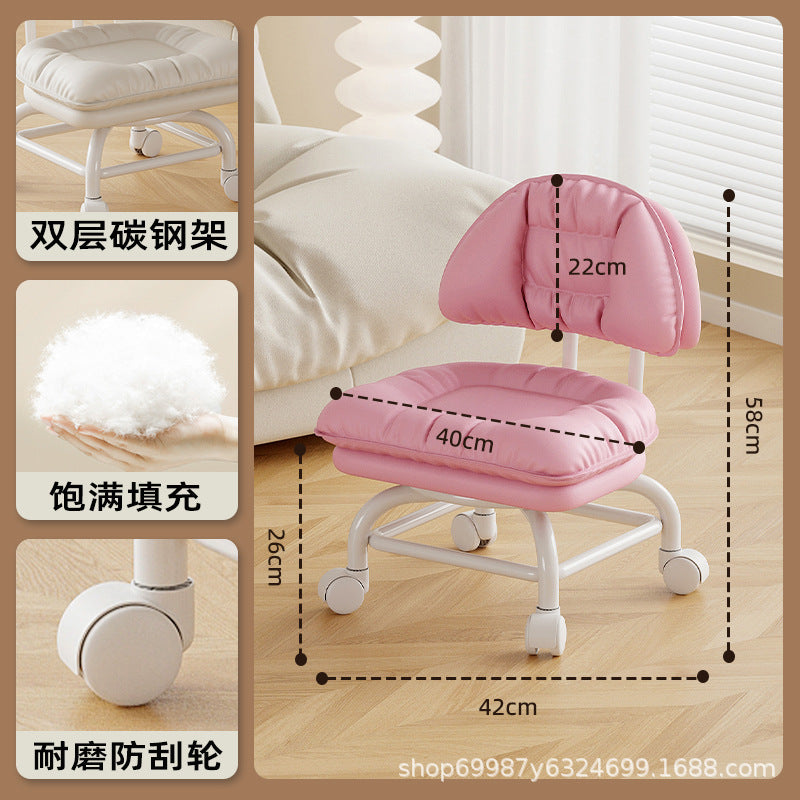 Raised universal wheel, small stool, silent backrest chair, pulley, low stool with baby bench, beautiful seam stool, shoe change household