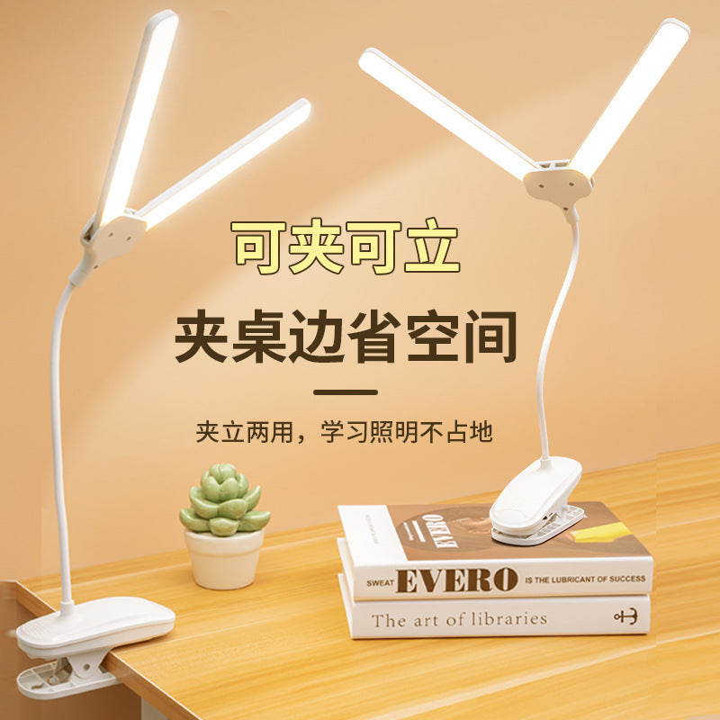 clip desk lamp double-headed eye protection lighting led rechargeable eye protection learning kids student desk lamp dormitory bedroom