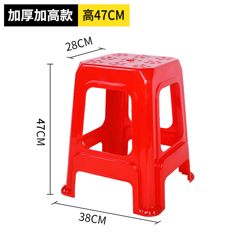 Extra thick red plastic stool cooked glue household thickened dining table stool plastic chair adult high bench high foot stool commercial