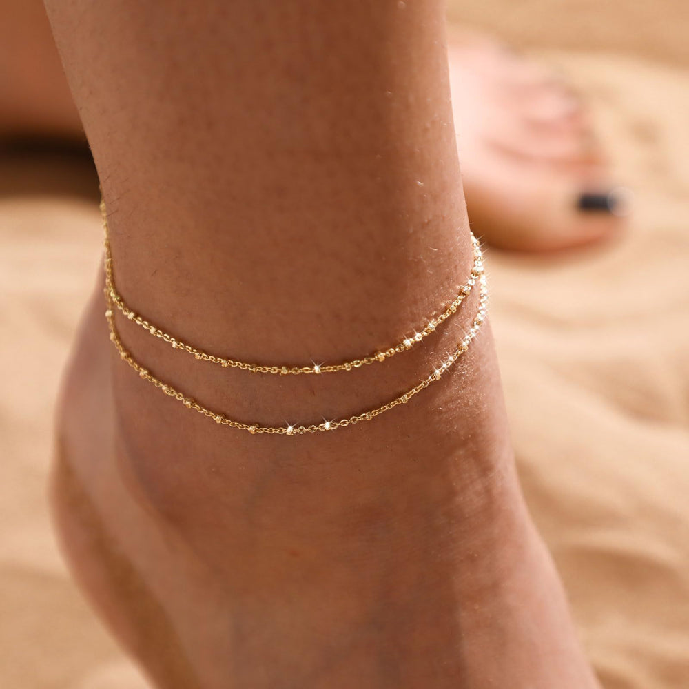 Amazon cross-border bohemia beach style anklet easiest for matchstylishniche style stainless steel double layer anklet