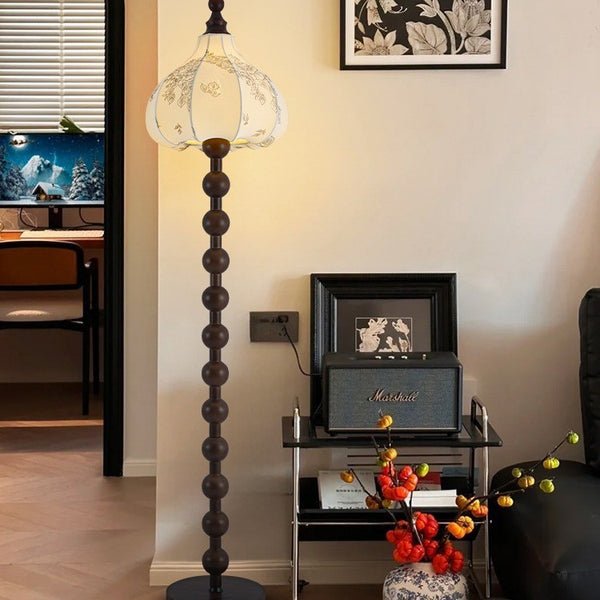 French retro floor lamp Japanese wabi-sabi wind living room fabric chestnut lamp New Chinese medieval bedroom decorative lamp