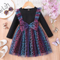 Spring/autumn long-sleeved floral mesh dress for toddlers and young children - hot cross-border seller