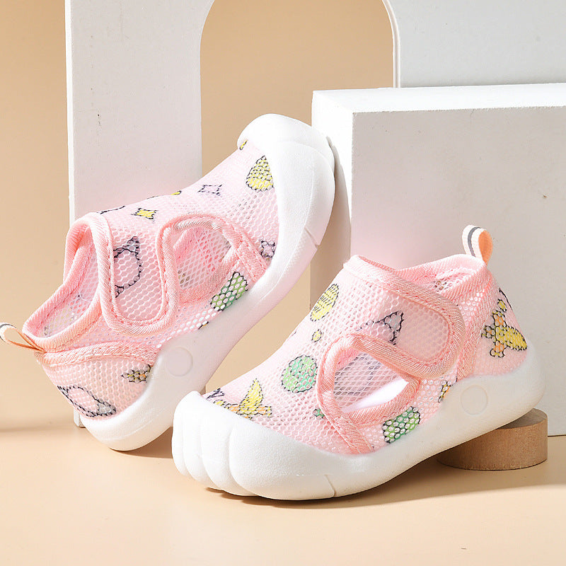 Baby sandals for boys, summer first walker shoes, 0-1-2 years old infant anti-slip soft sole mesh shoes for babies and toddlers, baby girl shoes
