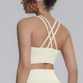 New nylon spandex sports bra - racerback, cross-back, compression yoga top - shockproof, barely-there feel, fitness tank top