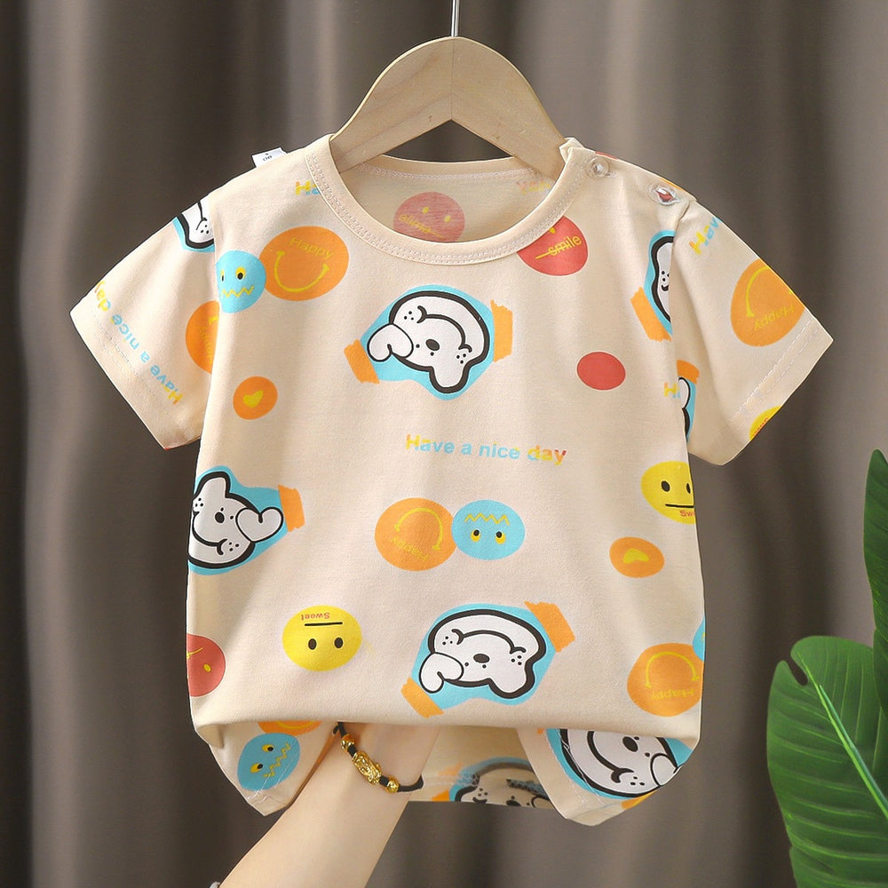 Kids' short-sleeve t-shirt, 100% cotton, baby undershirt, boys' and girls' summer top, 0-7 years old, dropshipping available