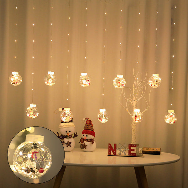 Cross-border Christmas wishing ball snowman Christmas tree light window holiday decoration copper wire light LED Christmas curtain light string