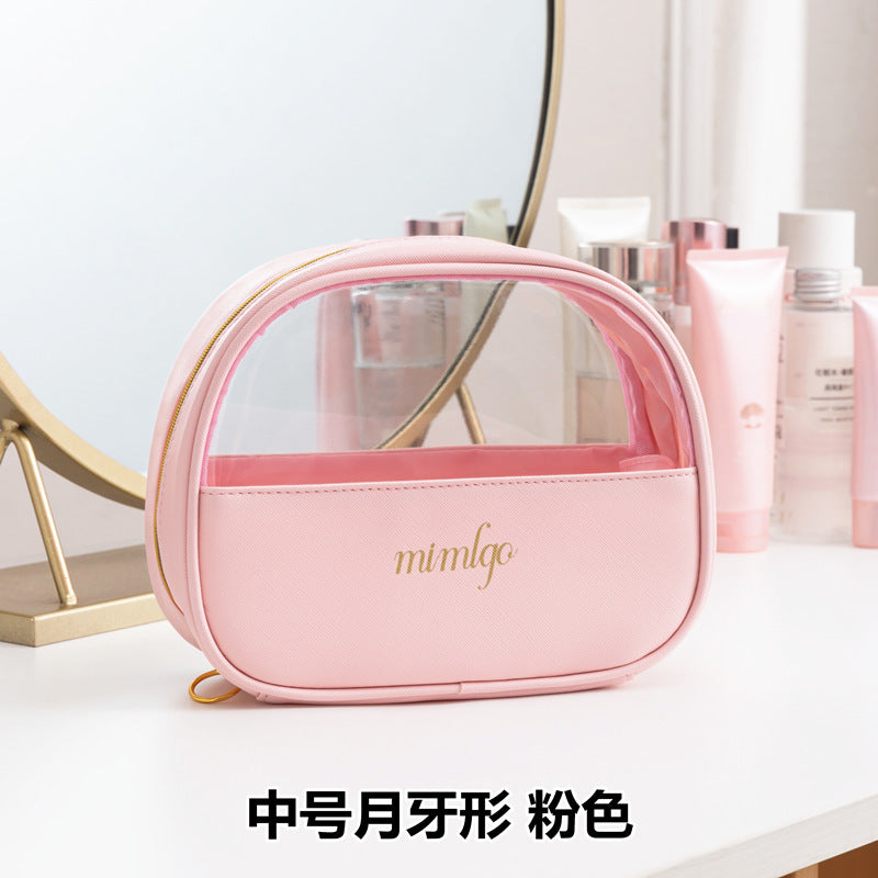 PU leather waterproof transparent makeup toilet bag set travel cosmetics sorting storage bag portable portable storage bag