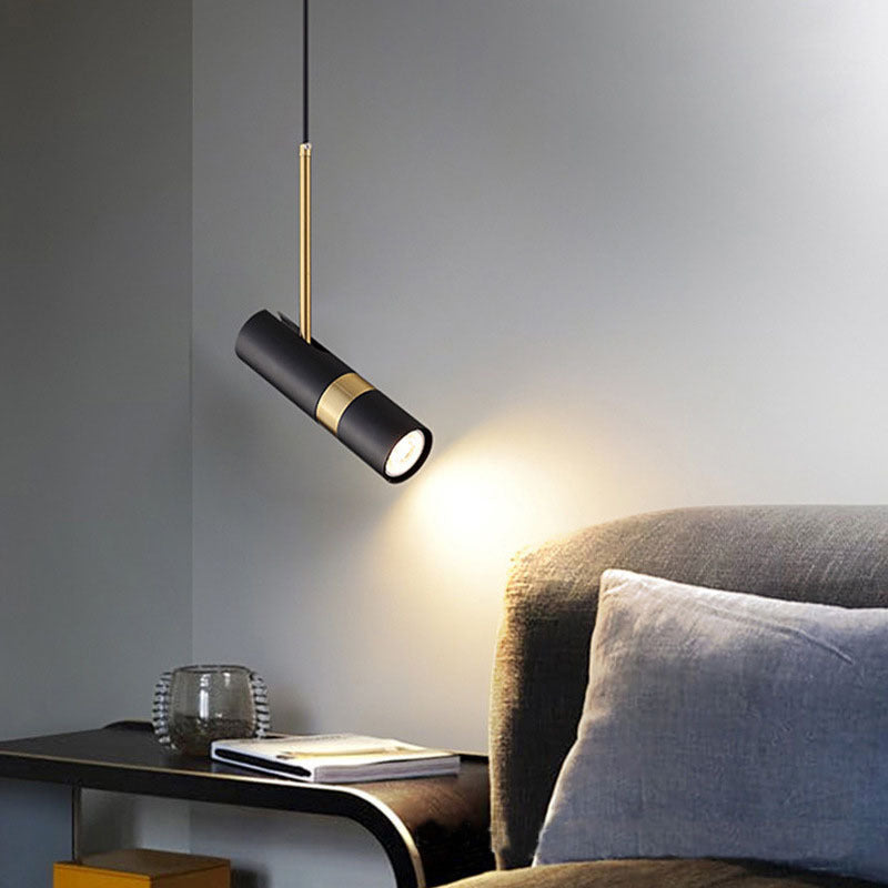 Modern minimalist linear single-head pendant light, italian-inspired light luxury style, suitable for bedrooms, bedside tables, bars, restaurants, and hotels