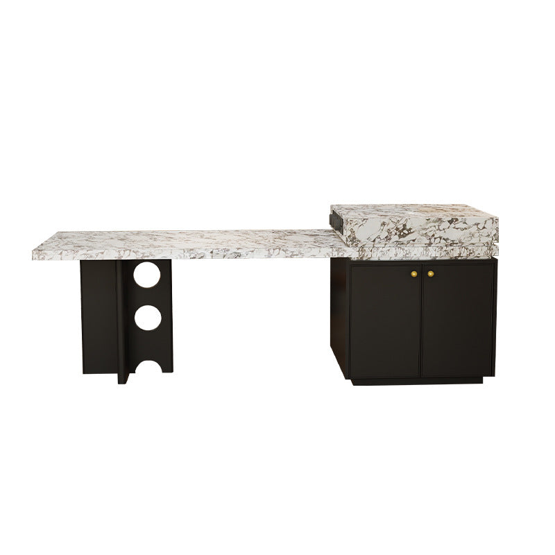 Rock slab island dining table integrated open kitchen dining room island multi-functional rock slab storage console dining table