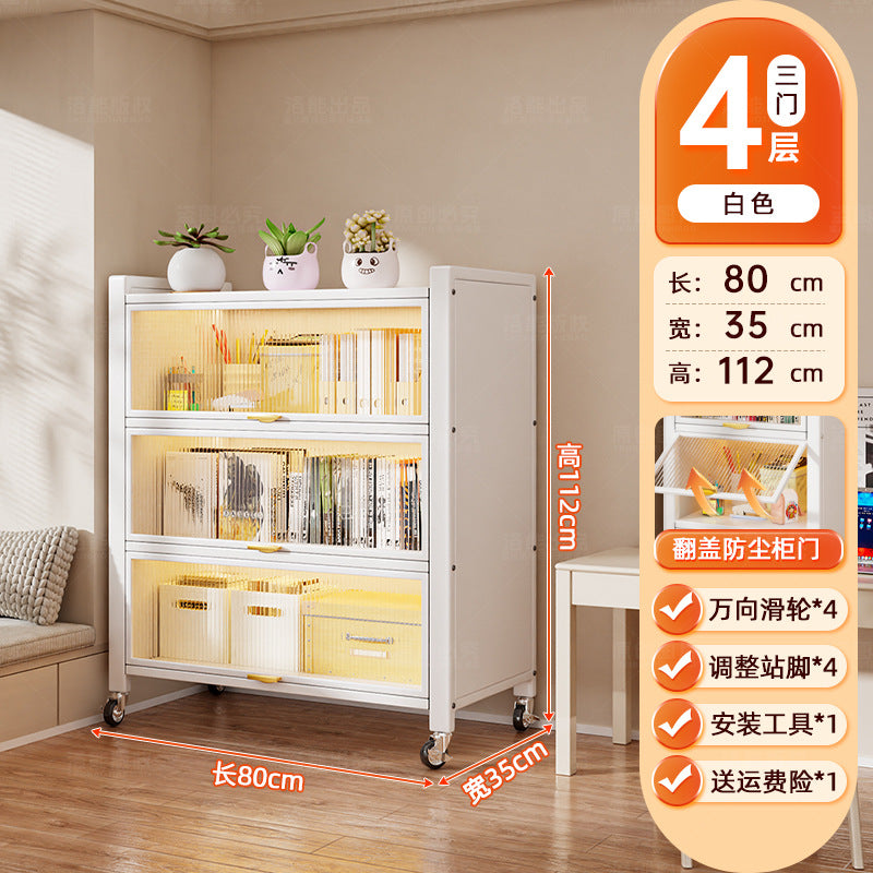 Steel dust-proof bookcase crevice bookshelf living room vertical cabinet with door locker bedroom narrow cabinet floor storage cabinet