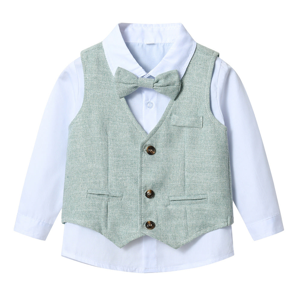 Spring & fallkids small suitsuitboyplaidboy baby suit handsome first birthday flower girl dress performance costume