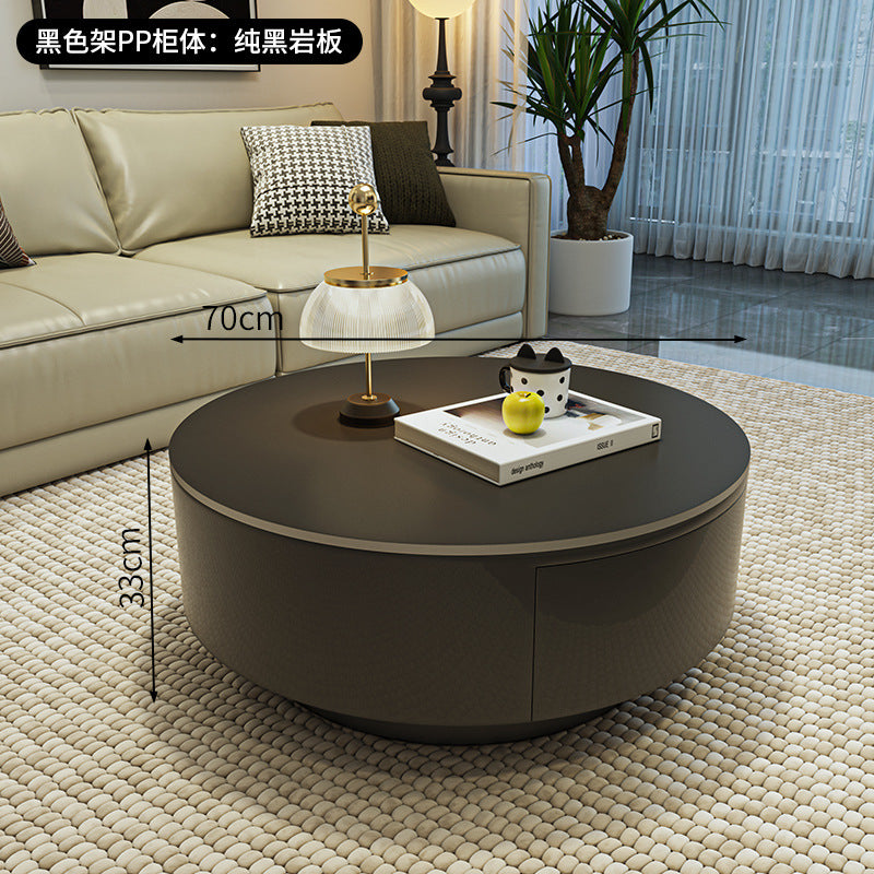 Minimalist slate combination coffee table small apartment simple modern light luxury high-end round living room for home black popular
