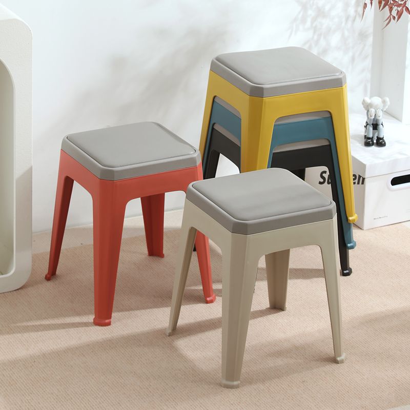Soft plastic medium-sized kids stool living room dining table stool thickened adult for home durable and stackable storage