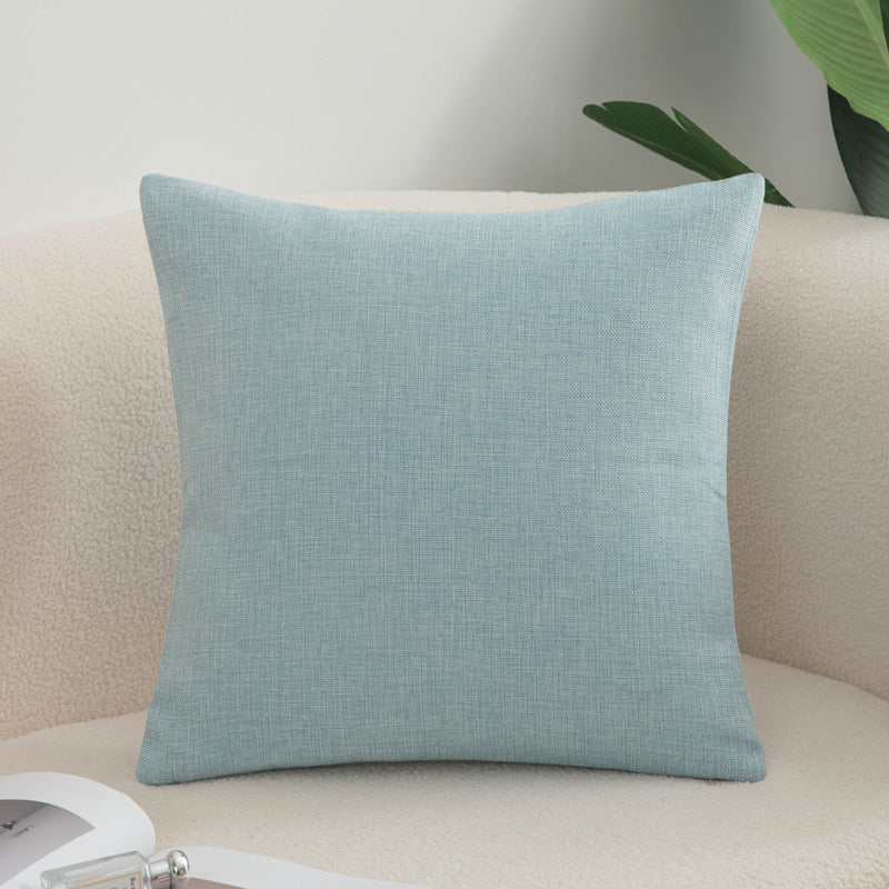 Solid color throw pillow sofa cushion cotton linen style minimalist modern office lumbar pillow square backrest bed headrest pillow