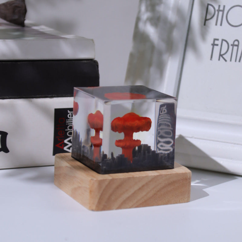Cross-border night light ornament Oppenheimer atomic bomb explosion mushroom cloud creative crystal epoxy resin crafts