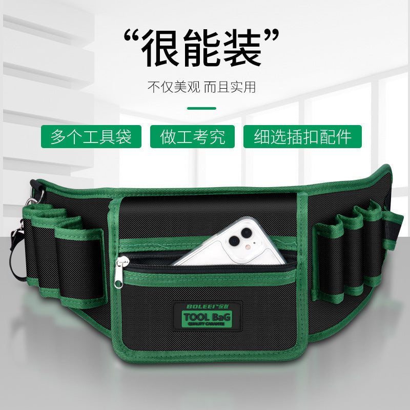 Heavy-duty electrician's tool belt - durable canvas multi-pocket organizer for hardware repair and storage
