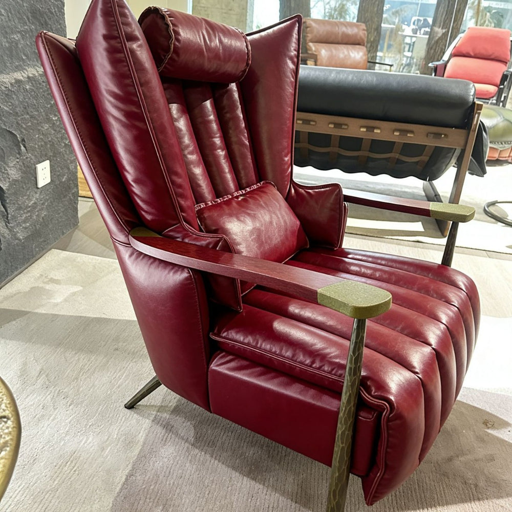 Medieval style single sofa chair retro oil wax casual genuine leather chaise longue cigar chair iron american style master tiger chair