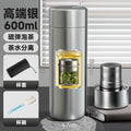 Magnetic insulated thermos cup silver 600ml (including cup sleeve and cup brush)