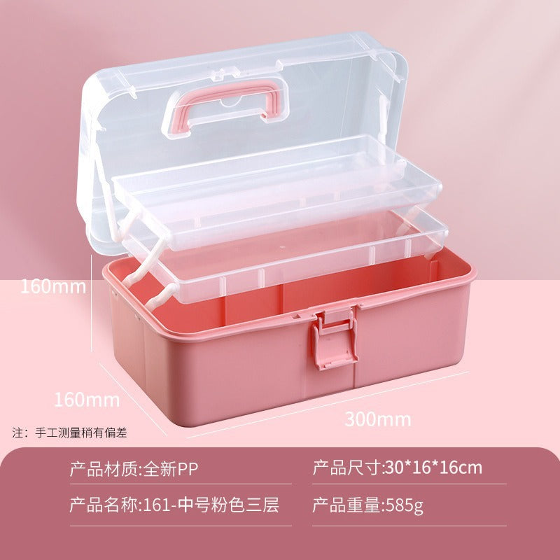 Baolian Art Student Toolbox Household Painting Brush Calligraphy Storage Box Transparent Painting Box Multifunctional Storage Box