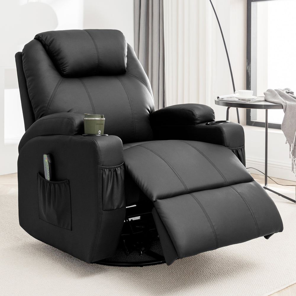 Single genuine leather massage heating living room multi-functional sitting and lying lazy zero-reliance wall chair sofa waist suitable for the elderly