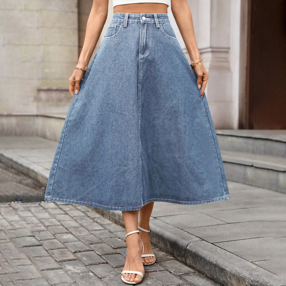 fashion spring summer new arrival  retrofashionloosehigh waistflap pocket pants denim umbrella skirt