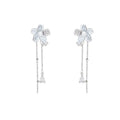 Japanese and korean zircon mint ice flower earrings for women spring and summer niche design tassel earrings 2026 new earrings