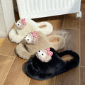 Cute cartoon fluffy slippers for women - new autumn/winter collection: thick-soled, comfortable, soft, and fuzzy one-strap cotton slippers
