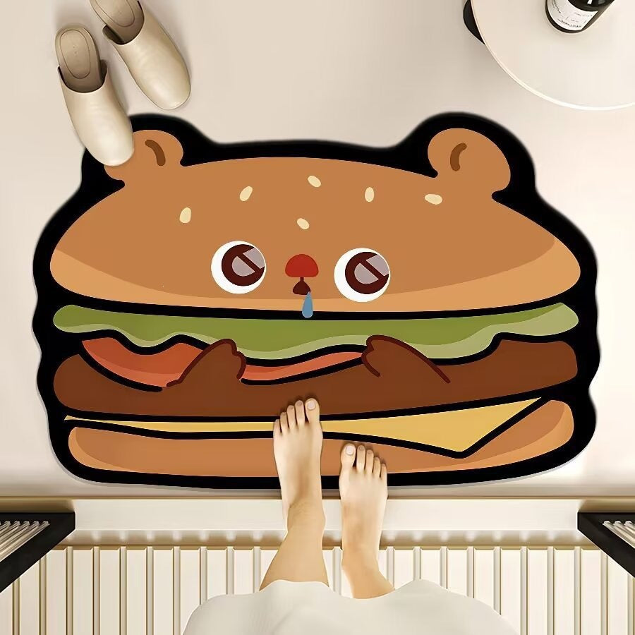 Cookie-shaped diatomaceous earth bath mat - cute cartoon design, absorbent, quick-drying, non-slip floor mat for home bathroom