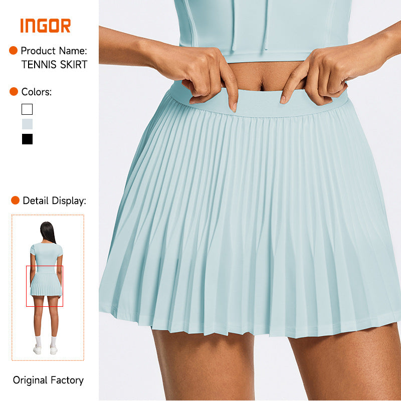 Tennis skirt pleated accordion golf sports skirt fashion tape high waist yoga skirt women's sports skirt