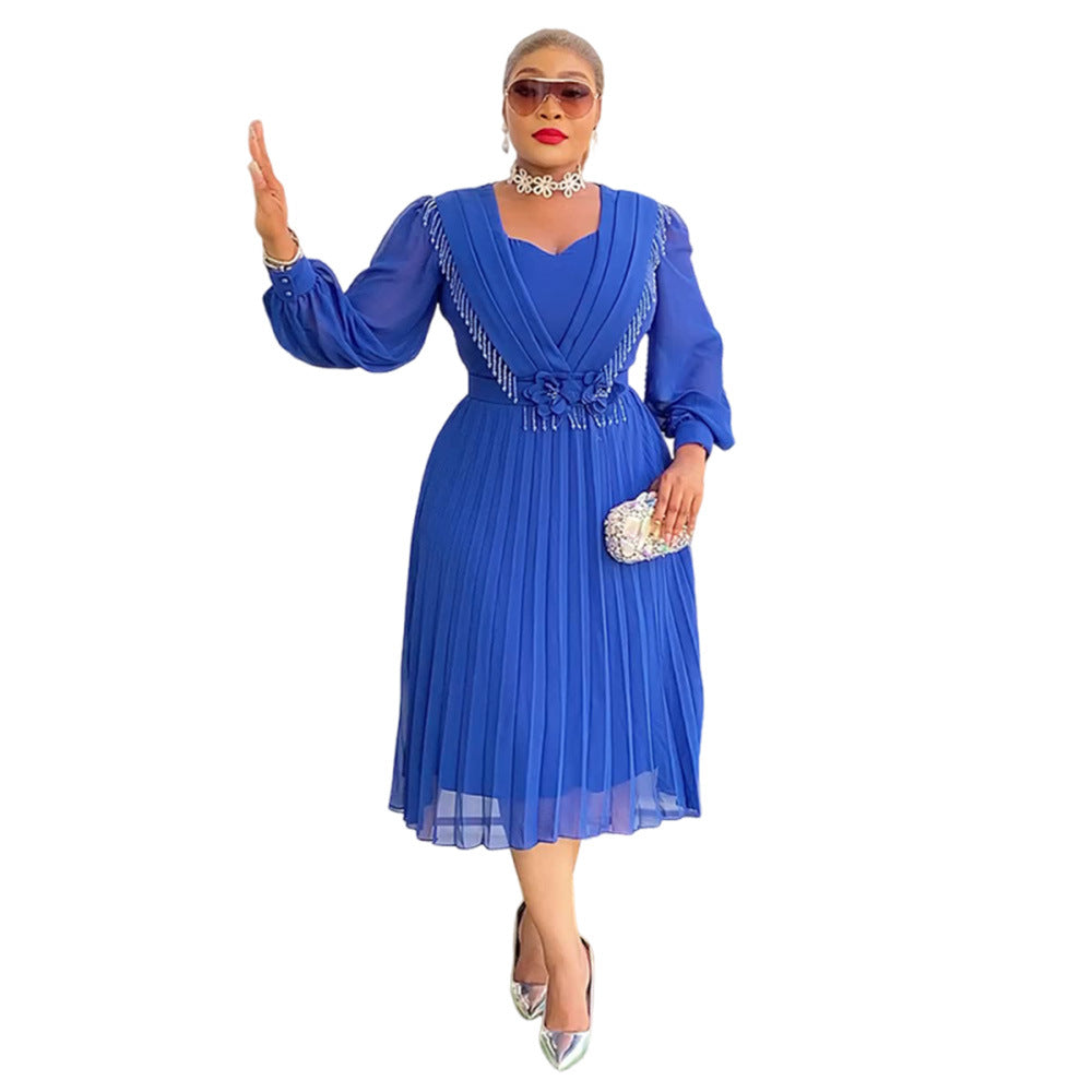 fashionnew arrivalelegantwork clothingpleated skirt   waist slimming looka chiffon dress