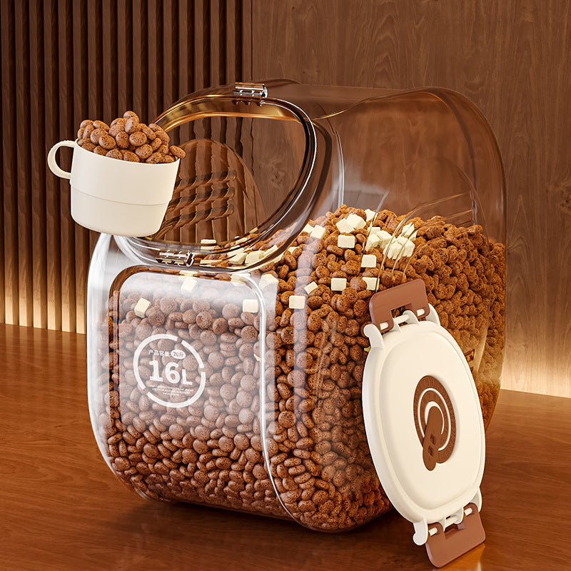 Cat food bucket Dog food storage sealed bucket Moisture-proof grain storage bucket Grain sealing Pet cat food tank Household storage box