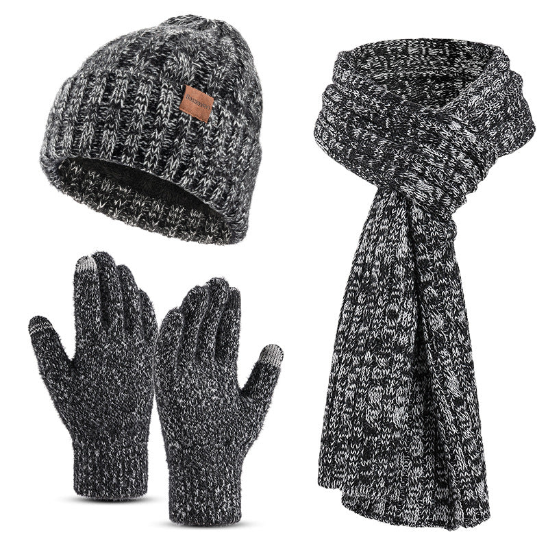 Cross-border knitted hat, scarf, gloves three-piece set, adult autumn and winter cold-proof and warm hat, scarf gift box set