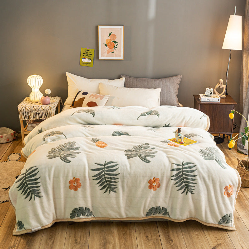 Snowflake fleece blanket Farai fleece sheet person double gift thickened coral fleece autumn and winter sleeping lunch break blanket wholesale