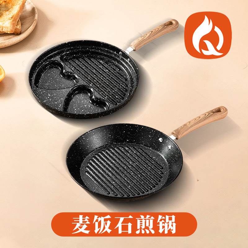 Manufacturer wholesale medical stone porous non-stick frying pan for home breakfast multi-functional omelette handy gadget small flats frying pan