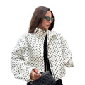 fashion:  autumn new arrivals - chic polka dot print, relaxed fit, zip-up jacket for women (us/eu)