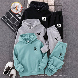 New autumn/winter boys' color block print sweatpants - 3-pack. boys' casual, versatile joggers with elastic cuffs