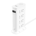 Multi-functional usb power strip socket - dorm room student power strip with long cord, home office desk panel with clock and night light
