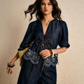 Amazon tiktok pinduoduo foreign trade cross-border fashion bohemia embroider strap denim tops