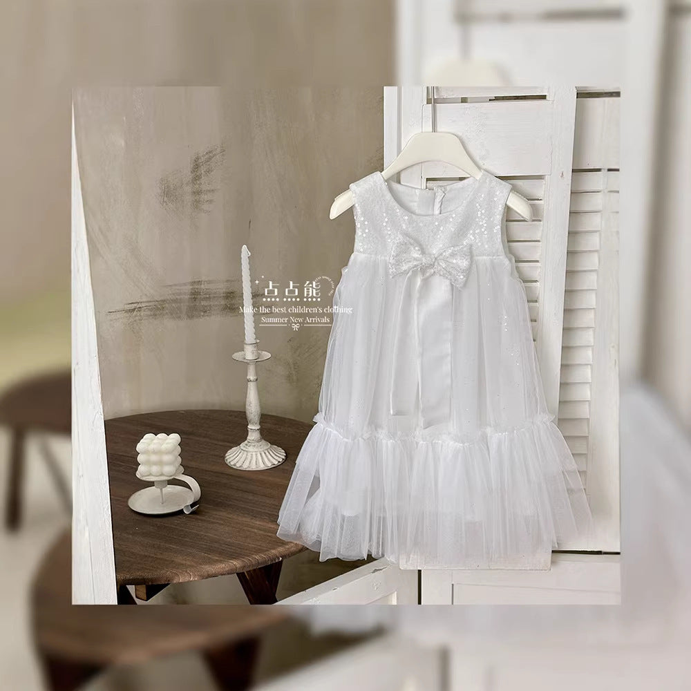 new girls' formal dress princess gown baby girl runway tulle summer kids chic dress