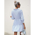 code new arrival  original women's elegancestripes lapel ruffles hem a-line skirt
