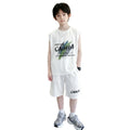 Boys' summer loose-fit two-piece set: sleeveless, trendy, minimalist print short t-shirt and shorts - new  collection