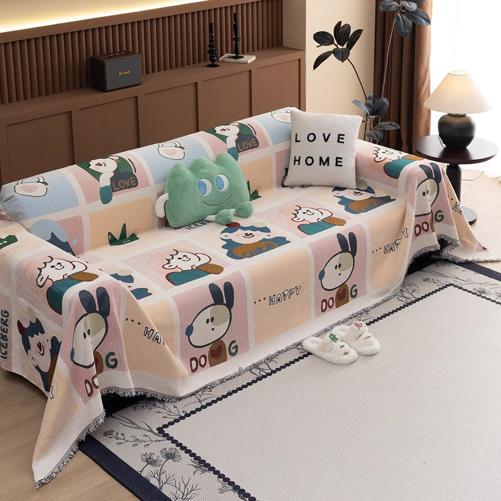 sofa towel, full cover cloth, high-end cartoon ins wind and snow Neil, anti-cat scratch, non-hair sofa cover, one-piece cover.