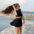 new european and american style women's fashion vacation outfit: sexy backless tank top and midi skirt casual two-piece set