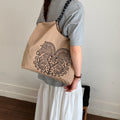 Casual women's shoulder & crossbody bag - large capacity shopping tote - nylon canvas bag - spring handmade printed fabric bag