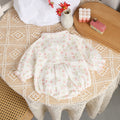 Baby spring & fall long-sleeve princess romper - floral print bodysuit for baby girls - korean style spring jumpsuit - trendy one-piece