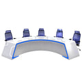 Saint li technology-style surveillance console, command center dispatch console, monitoring center operation console, curved workstation